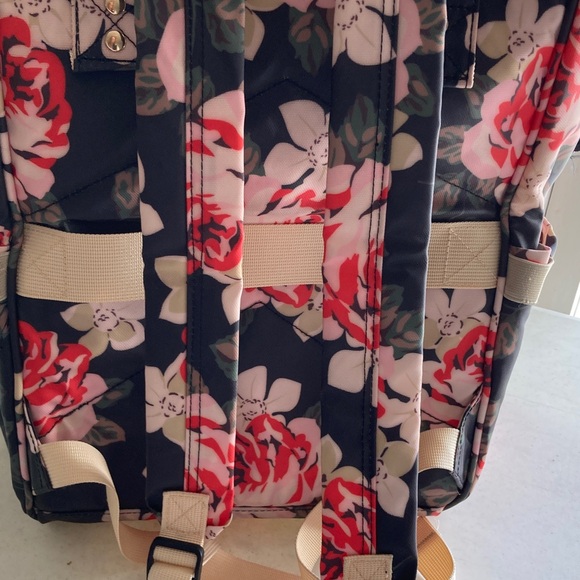 VS NOON Black Floral Backpack with Pink Roses - Picture 16 of 16